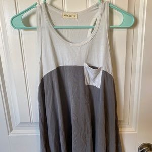 White and Gray Loose Tank top